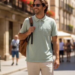 🌿 Goodfellow Slub Knit Polo Shirt Coastal M 🌱